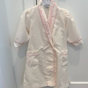 Dior Kids Robe in Cream with Pink Accents